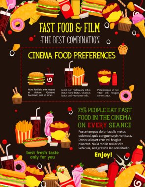 Fast food sinema bistro menüsü vektör poster
