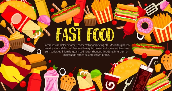 Fast food restaurant maaltijden vector poster — Stockvector