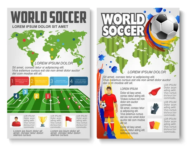 Διάνυσμα ενημερωτικό φυλλάδιο για το Παγκόσμιο Ποδόσφαιρο ποδοσφαίρου παιχνίδι — Διανυσματικό Αρχείο