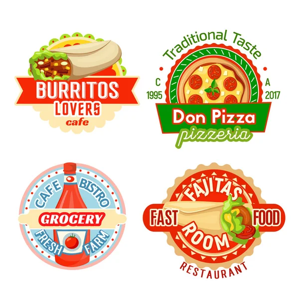 Restaurante de comida rápida snacks comidas vector iconos — Archivo Imágenes Vectoriales