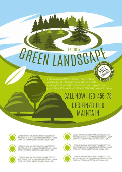绿色景观设计公司矢量海报 — 图库矢量图片