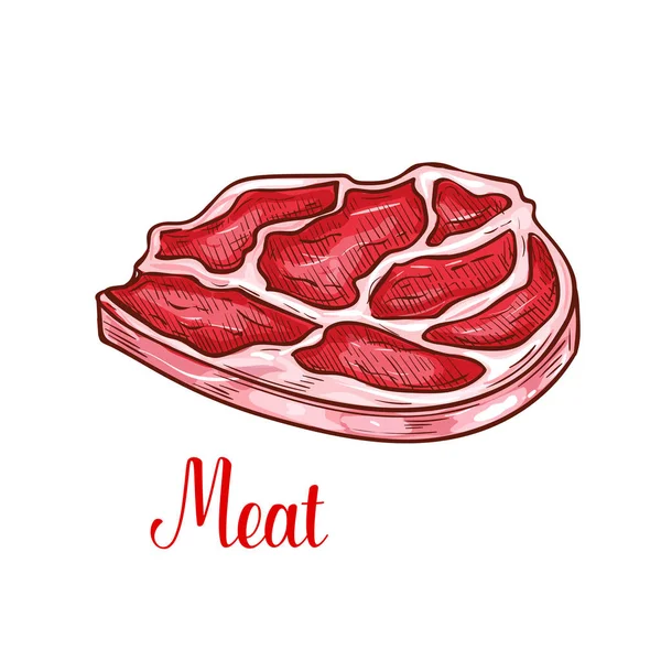 Vector sketch beef steak meat lump icon — Stock Vector