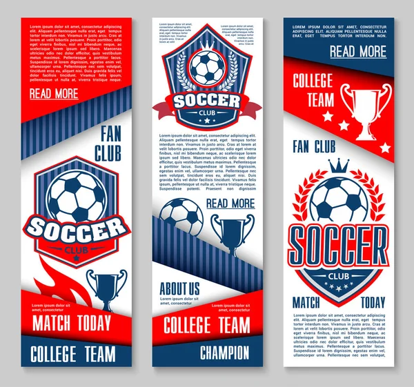 Bandiere vettoriali per club sportivi di calcio o calcio — Vettoriale Stock