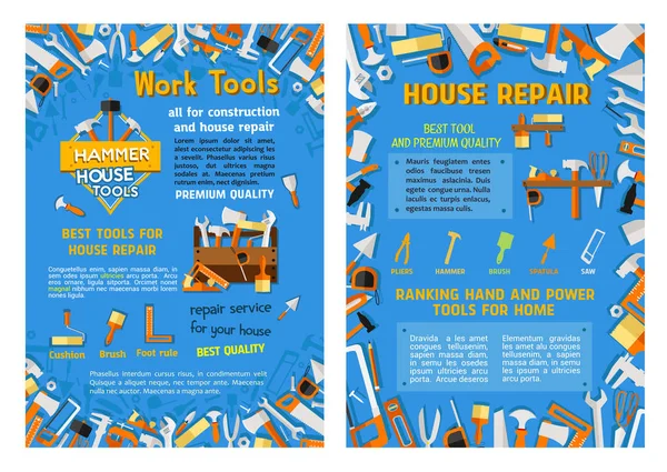 Vector werk tools poster voor huis reparatie — Stockvector