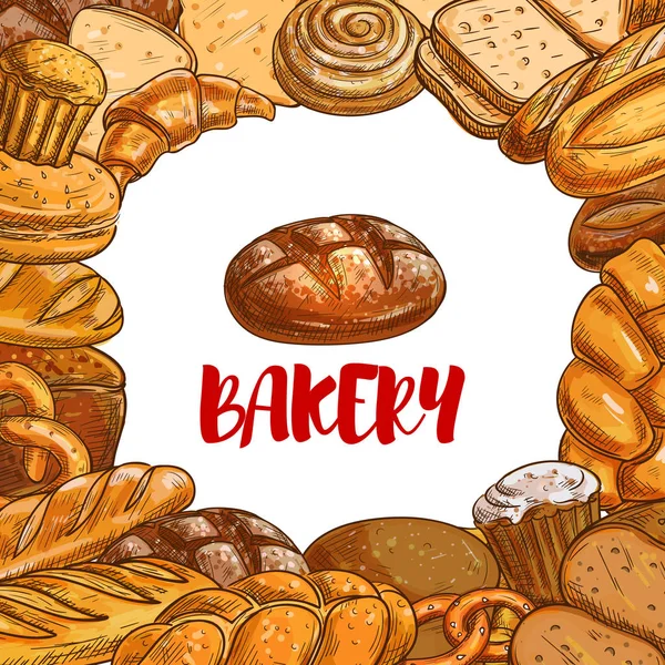 Αρτοποιείο ψωμί σκίτσο διάνυσμα αφίσα — Διανυσματικό Αρχείο