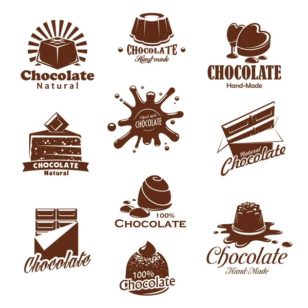 Vector iconis of chocolate candy desserts splash — Stock Vector