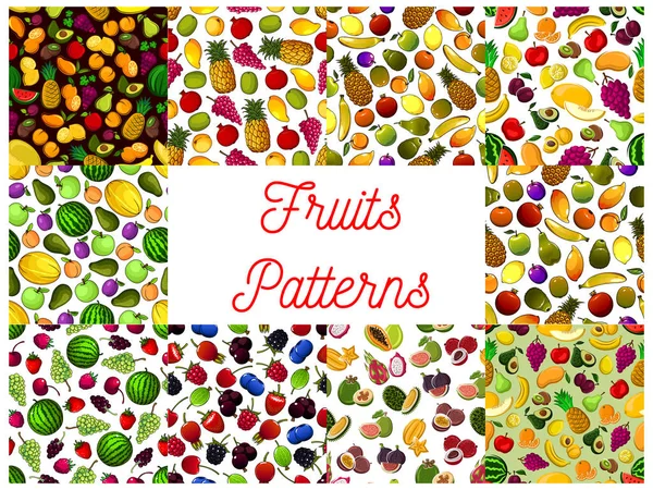 Fondo de patrón sin costuras de frutas y bayas frescas — Vector de stock