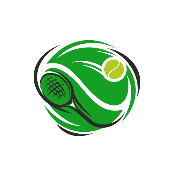 Tennis sport club vector racket and ball icon — Stock Vector