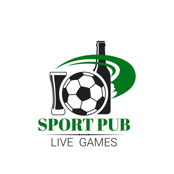 Fútbol deportes pub barra de fútbol en vivo icono del vector — Vector de stock