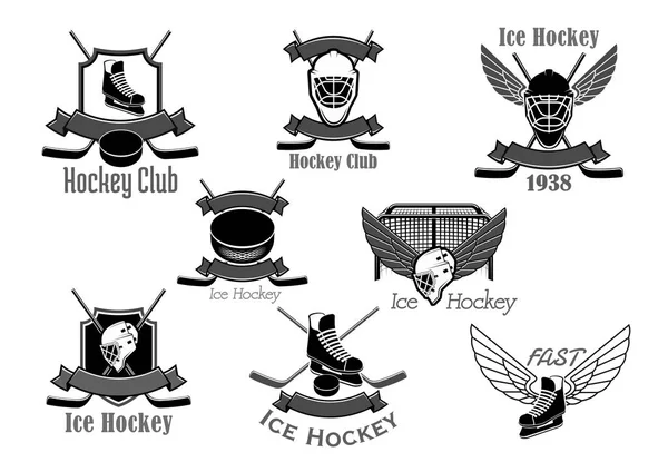 Vektor ikoner för ishockeyklubb — Stock vektor