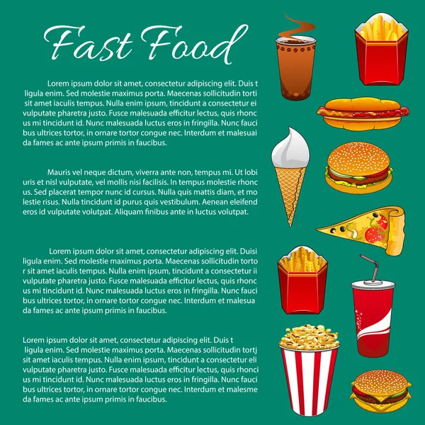 Fast food vektor affisch eller infographics mall — Stock vektor