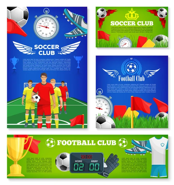 Vector posters for soccer club football game — Stock Vector