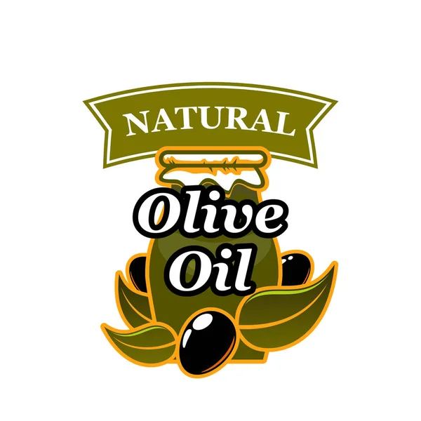 Olio d'oliva naturale vettoriale e icona delle olive — Vettoriale Stock