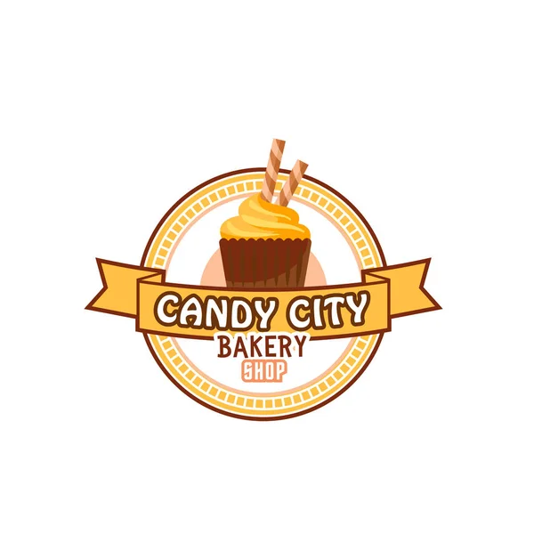 Candy shop cupcake ou pâtisserie icône vectorielle gâteau — Image vectorielle