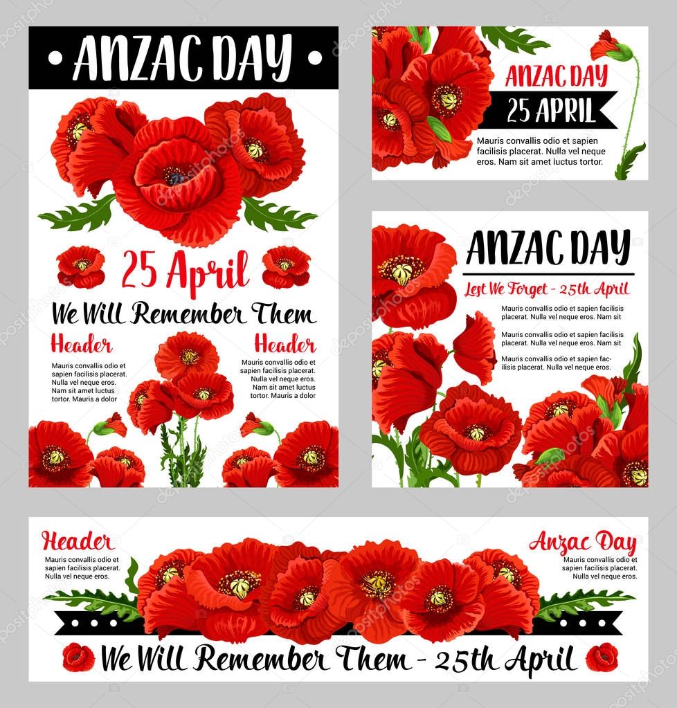 Anzac Day poppy flower for poster or card design