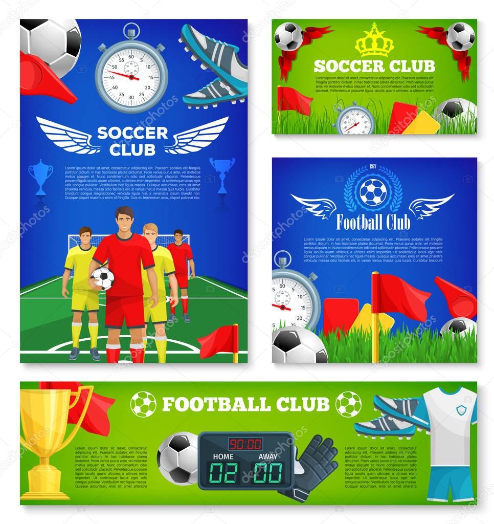 Vector posters for soccer club football game