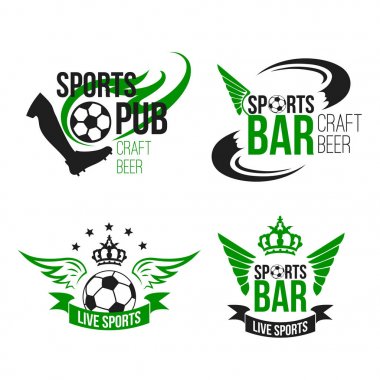 Vektör topu simgeler futbol bar veya futbol bira pub