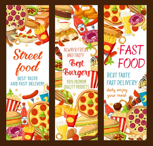 Vector fast food restaurante banners menu — Vetor de Stock