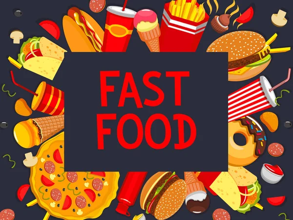 Vector fastfood meaks et snacks menu affiche — Image vectorielle