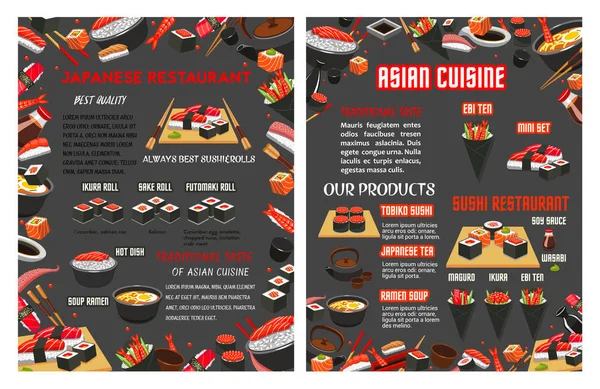 Vector menu voor Japanse sushi eten bar restaurant — Stockvector