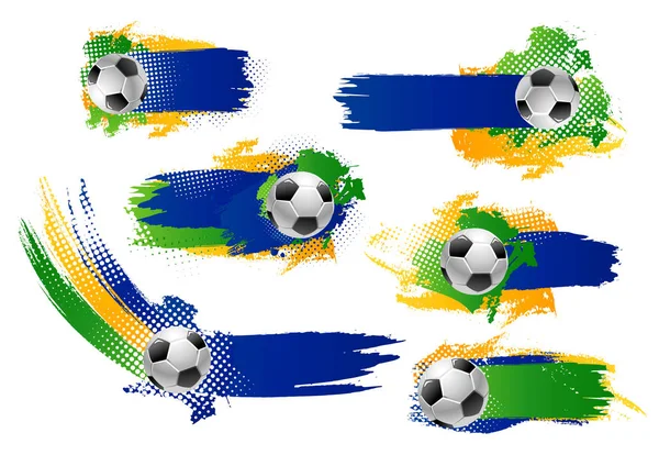 Vector fútbol pelota iconos o banderas de fútbol — Archivo Imágenes Vectoriales