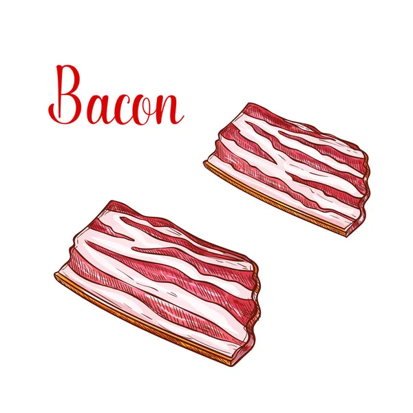 Vektor skiss bacon färsk slakteri kött icon — Stock vektor