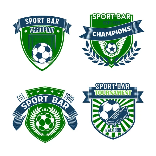 Vector football sport bar icons of soccer balls — Stock Vector