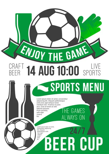 矢量海报足球运动酒吧足球啤酒酒吧 — 图库矢量图片