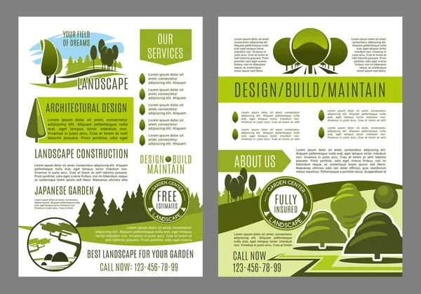 緑の風景エコ ・ デザインのベクトル パンフレット — ストックベクタ