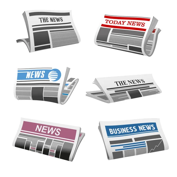 Newspaper daily news vector isolated icons — Stock Vector