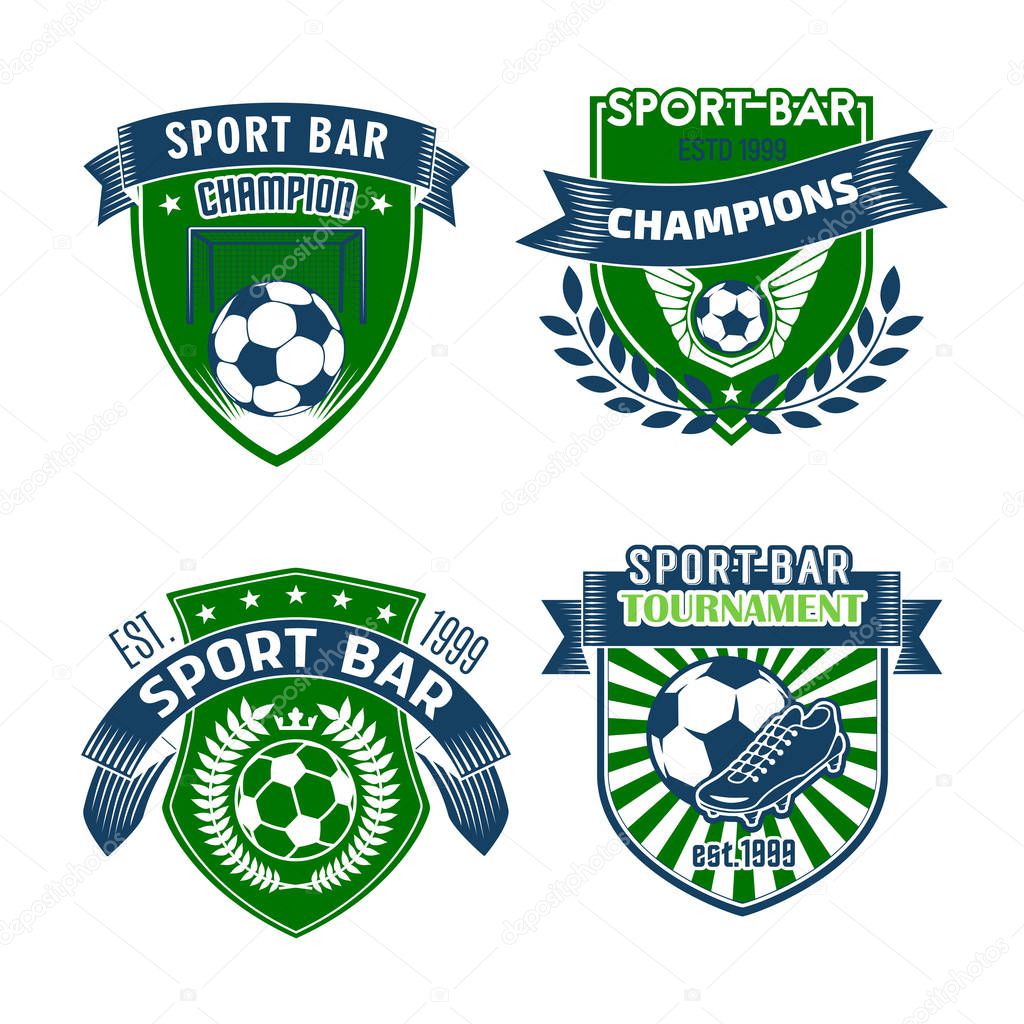 Vector football sport bar icons of soccer balls