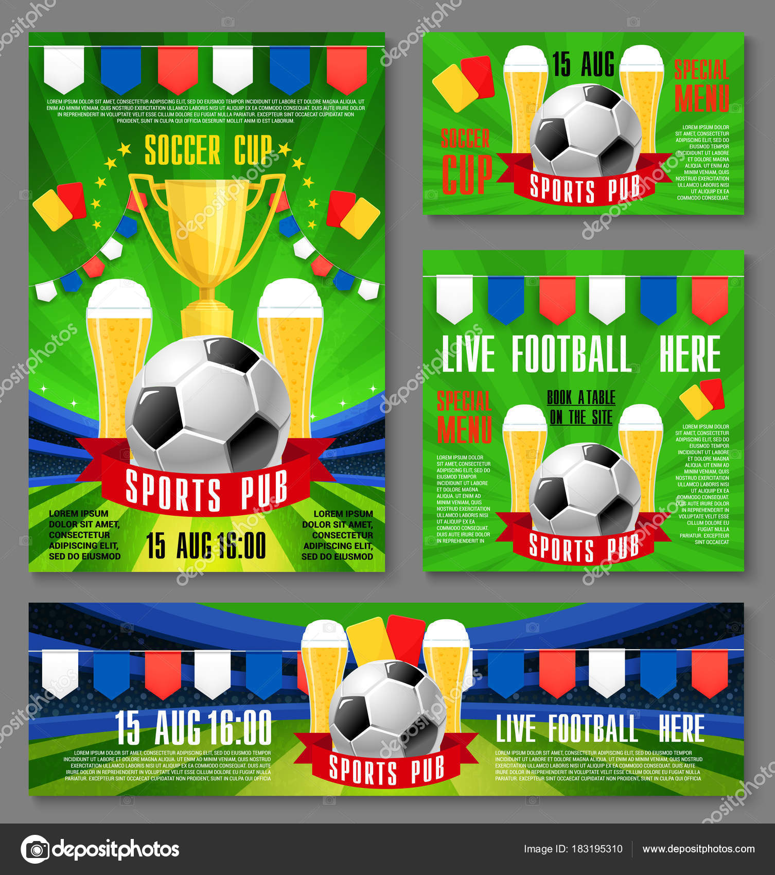 Sport pub invitation ticket for football event Stock Vector Image Within Soccer Referee Game Card Template