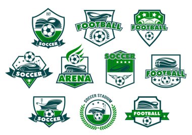 Futbol kulübü rozeti Futbol Stadyumu ve topu ile