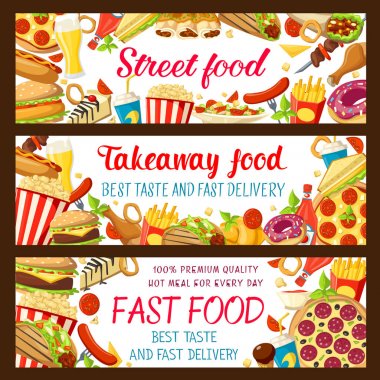 Fast food restaurant and street cafe banner design clipart