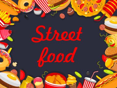 Fast food menü şablonu ile fastfood yemek çerçeve