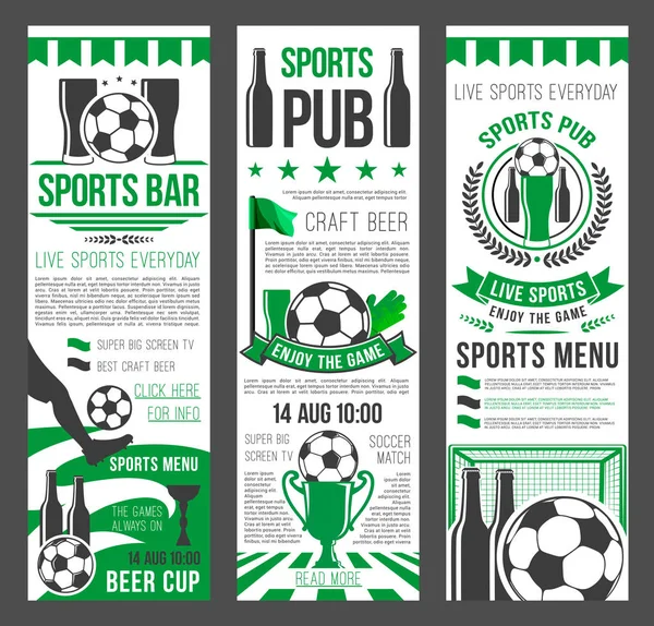 Sport bar invitation banner for football event — Stock Vector