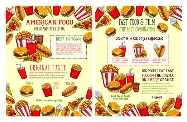 Дизайн плакату ресторану швидкого харчування та бургер-кафе — стоковий вектор