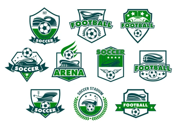 Futbol kulübü rozeti Futbol Stadyumu ve topu ile — Stok Vektör