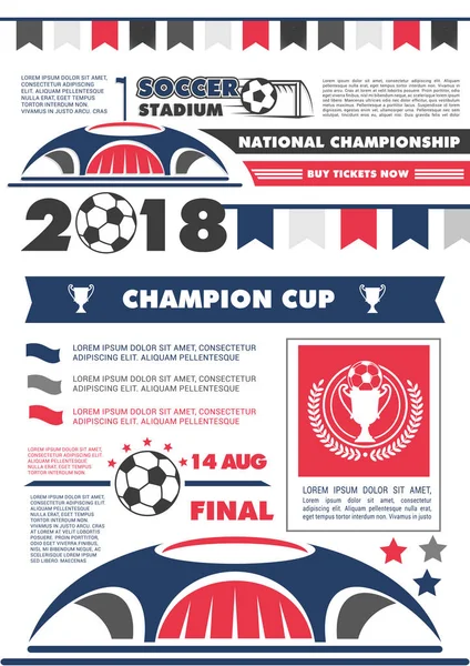 Fotbal nebo fotbal sport championship plakát — Stockový vektor