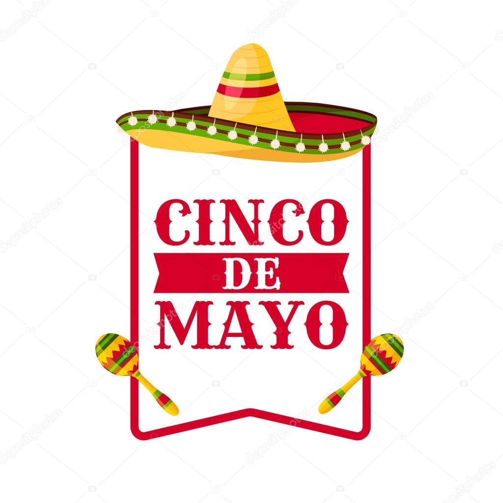 Cinco de Mayo greeting card with mexican sombrero