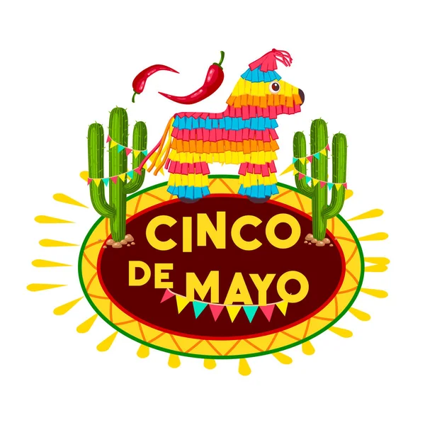 Cinco de Mayo fiesta mexicana piñata icono — Vector de stock