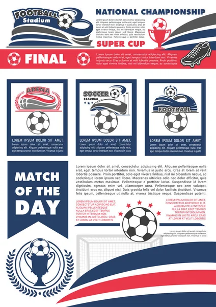Vektor Fußballmannschaft Fußballmeisterschaft Plakat — Stockvektor