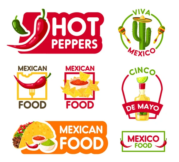 Cinco de Mayo icône mexicaine de la nourriture et des boissons de vacances — Image vectorielle