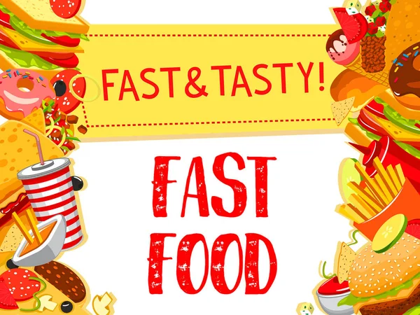Cartaz de menu de restaurante de fast food vetorial — Vetor de Stock