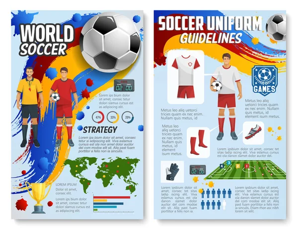 Vector fútbol fútbol juego infografías — Vector de stock