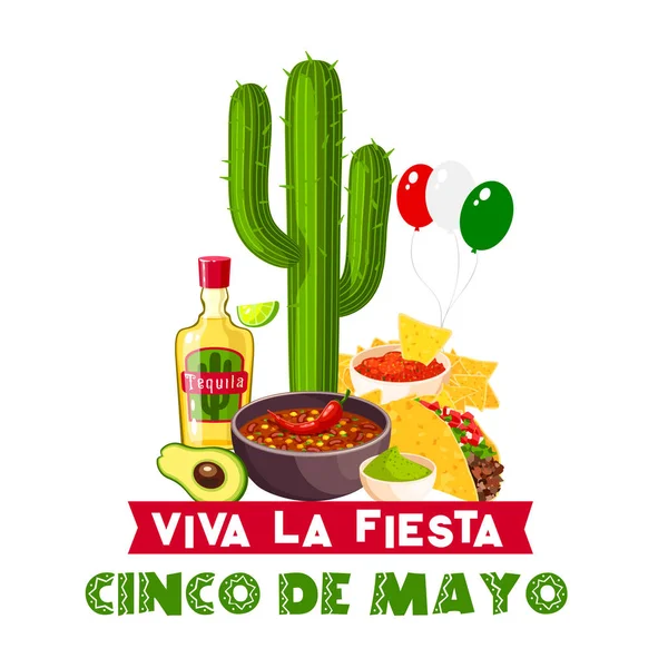 Cinco de Mayo messicana fiesta icona del cibo e delle bevande — Vettoriale Stock