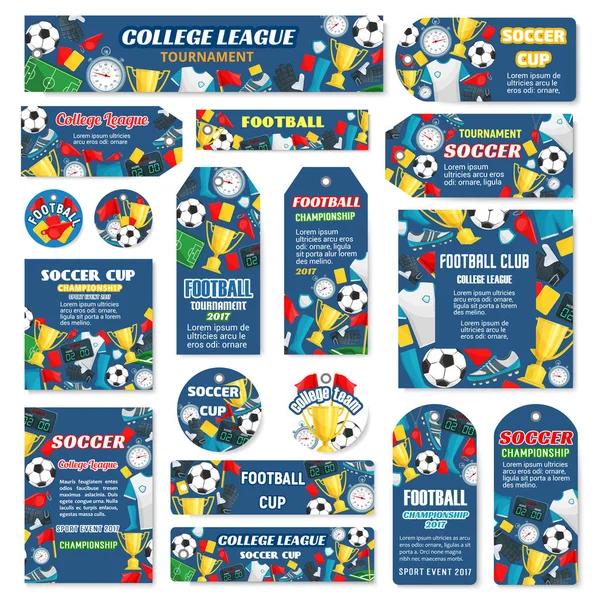 Coupe de football vectoriel football leagu jeu tags — Image vectorielle