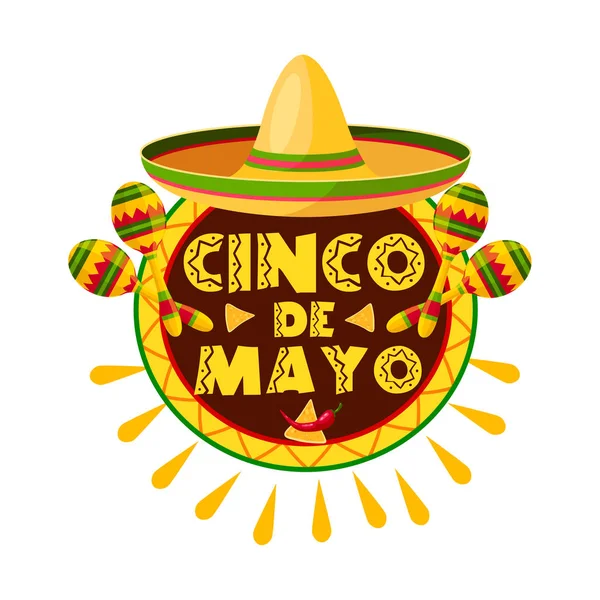 Mexicano Cinco de Mayo férias sombrero ícone —  Vetores de Stock
