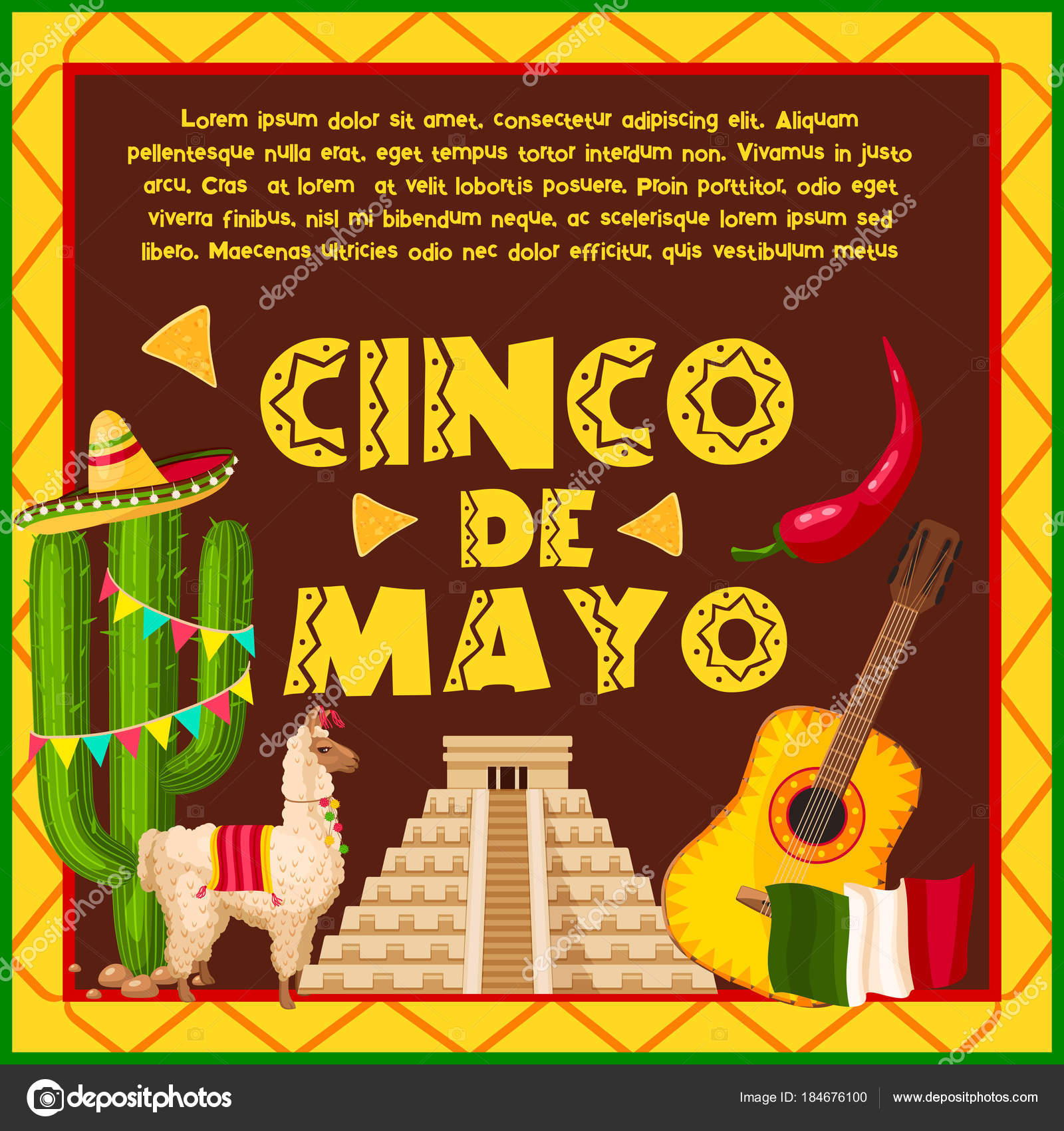 Mexican holiday card for Cinco de Mayo design Stock Vector Image by