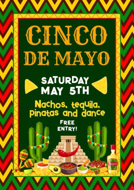 Vector Mexican Cinco de Mayo party fiesta flyer